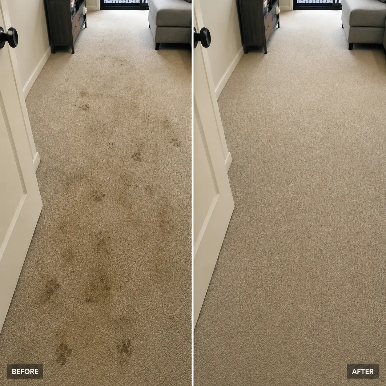 Before & After Carpet Steam Cleaning